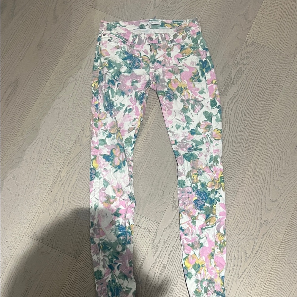 7 For All Mankind Floral Skinny Jeans - Multicolor